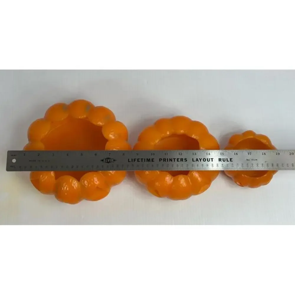 3 VTG Wax Jack o lantern Halloween Pumpkin Luminary‎ Electric Tea Light Holder